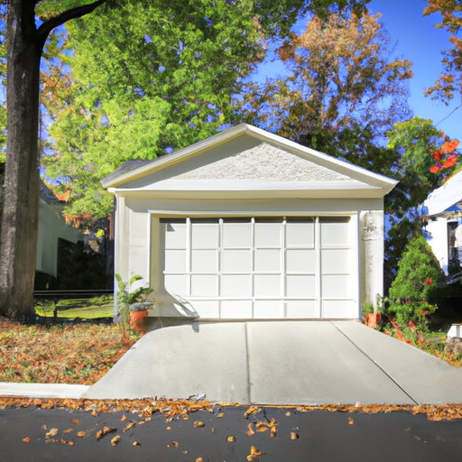Montclair residential home with a closed paneled garage door and trimmed landscaping on a clear day.